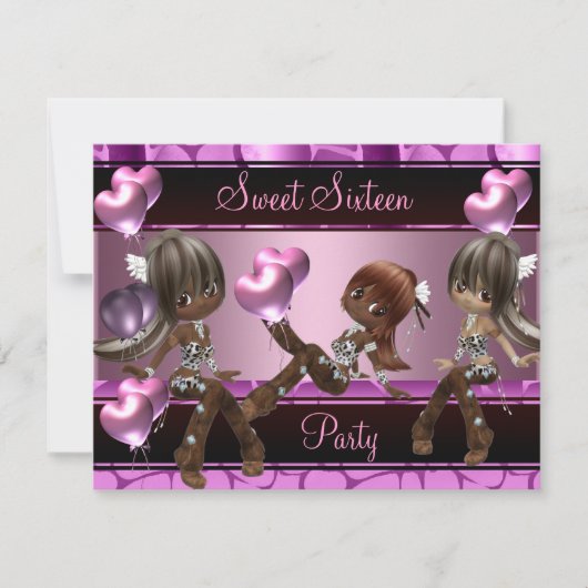Invitation Sweet sixteen Balloons de fête d'anniversaire Fill (Devant)