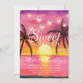 Invitation Sweet sixteen, Beach Sunset Anniversaire Invitatio (Devant)
