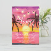 Invitation Sweet sixteen, Beach Sunset Anniversaire Invitatio (Debout devant)