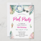 Invitation Sweet Sixteen Birthday Pool Party (Devant)