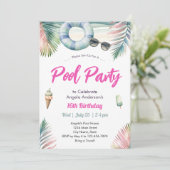 Invitation Sweet Sixteen Birthday Pool Party (Debout devant)