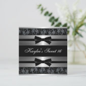 Invitation Sweet sixteen Black White Bows (Debout devant)