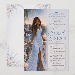 Invitation Sweet Sixteen Bleu au Bord du Lac