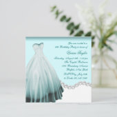 Invitation Sweet sixteen bleu blanc et Turquoise (Debout devant)