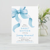 Invitation Sweet sixteen bleu Coquette Bow (Debout devant)