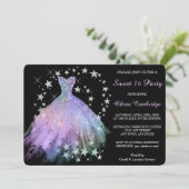Invitation Sweet sixteen bleu Star Shimmer Lavender Invitatio (Debout devant)