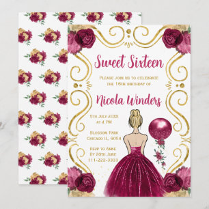 Invitation Sweet sixteen Blonde Princesse en Bourgogne