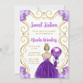 Invitation Sweet sixteen Blonde Princesse en violet (Devant)