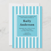 Invitation Sweet Sixteen Blue Stripe Photo (Dos)