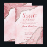 Invitation Sweet sixteen Blush Pink Gold Agate Géode Annivers<br><div class="desc">Un Sweet sixteen moderne et élégant Blush Pink Gold Agate Geode Anniversaire Invitation</div>