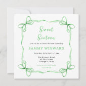 Invitation Sweet sixteen carbone Coquette vert (Devant)