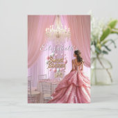 Invitation Sweet sixteen Célébration du lustre rose (Debout devant)