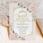 Invitation Sweet sixteen Champagne Blush ivoire Or Floral<br><div class="desc">Personnalisez cette élégante invitation Sweet 16 Anniversaire avec son propre libellé facilement et rapidement,  appuyez simplement sur le bouton customiser pour réorganiser et formater le style et le placement du texte. Objets correspondants disponibles en magasin. c) Le Happy Cat Studio</div>