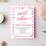 Invitation Sweet sixteen Coeurs rouges roses 16e fête d'anniv<br><div class="desc">C'est un Sweet sixteen Red Pink Hearts 16th Birthday Party Invitation!</div>