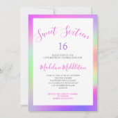 Invitation Sweet sixteen Coloré Moderne Chic Anniversaire (Devant)