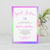 Invitation Sweet sixteen Coloré Moderne Chic Anniversaire (Debout devant)