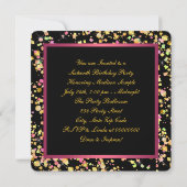 Invitation Sweet sixteen Confetti rose et noir (Dos)