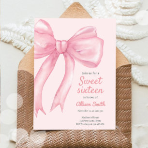 Invitation Sweet sixteen Coquette Bow Rose 16e anniversaire
