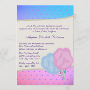 Invitation Sweet sixteen Coton Candy