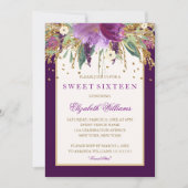 Invitation Sweet sixteen d'Améthyste Floral Violet (Devant)