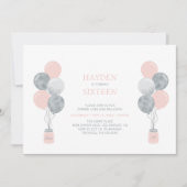 Invitation Sweet sixteen d'anniversaire en argent et rose (Devant)
