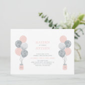 Invitation Sweet sixteen d'anniversaire en argent et rose (Debout devant)