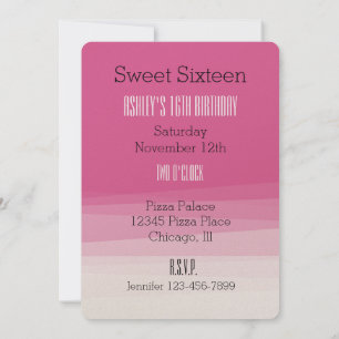 Invitation Sweet sixteen d'aquarelle couleur rose crème