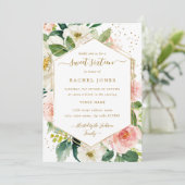 Invitation Sweet sixteen d'aquarelle florale moderne Blush Go (Debout devant)