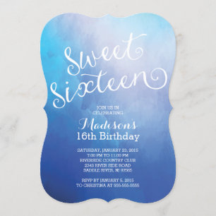 Invitation Sweet sixteen d'aquarelle moderne fête d'anniversa