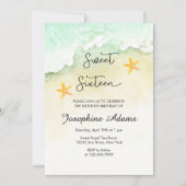 Invitation Sweet sixteen d'aquarelle tropicale Ocean Beach (Devant)