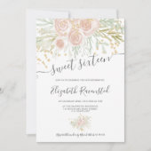 Invitation sweet sixteen d'aquarelle vert rose pastel (Devant)