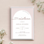 Invitation Sweet sixteen d'arc moderne et minimaliste<br><div class="desc">Conçue pour coordonner avec notre collection moderne Boho Arch, cette invitation moderne douce fête de 16 ans présente l'arche tendance et populaire en blanc sur arrière - plan beige rose, associée à des caractères de script. Pour une personnalisation plus avancée de cette conception, par exemple la modification de la disposition,...</div>