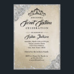 Invitation Sweet sixteen d'argent d'or en dentelle diamant<br><div class="desc">Invitations de Sweet sixteen plus élégantes dans le Little Bayleigh Store</div>