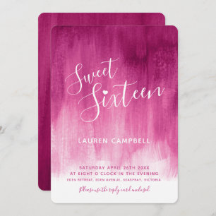 Invitation Sweet sixteen d'art moderne rose rouge