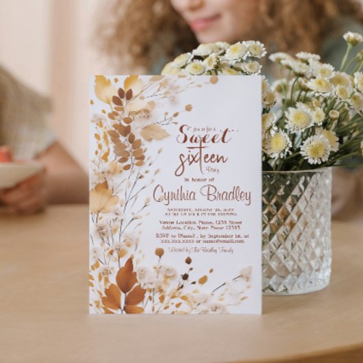 Invitation Sweet sixteen d'automne simple fête d'anniversaire