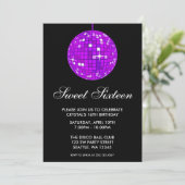 Invitation Sweet sixteen de bal Disco violet et noir (Debout devant)