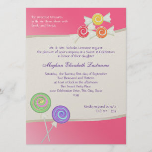 Invitation Sweet sixteen de bonbons Birthday Watermelon rose 