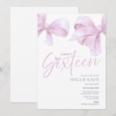 Invitation Sweet sixteen de Bow rose, 16e annivers (Devant / Derrière)