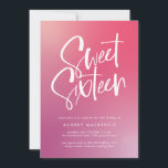 Invitation Sweet sixteen de calligraphie rose violet<br><div class="desc">Pink Purple Ombre Calligraphy Sweet sixteen Invitation présente la calligraphie moderne sur un arrière - plan dégradé brillant et coloré.</div>