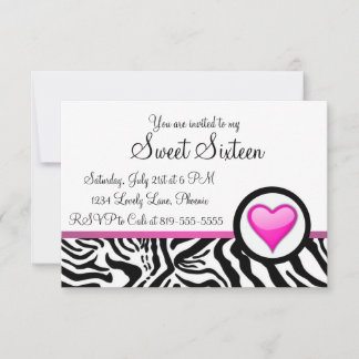 Invitation Sweet sixteen de coeur rose