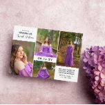 Invitation Sweet sixteen de Collage photo minimal moderne<br><div class="desc">Une invitation Sweet 16 moderne et minimaliste avec un montage photo de quatre photos de la jolie fille d'anniversaire. Ajoutez le libellé de l'invitation Sweet 16 dans un design de typographie simple et propre,  espacé entre les photos du Sweet 16 ans.</div>