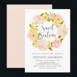 Invitation Sweet sixteen de courge de pois d'aquarelle<br><div class="desc">Invités Invitations à votre événement avec cette invitation personnalisable en sweet sixteen. Il est doté d'une couronne de poitrine rose et pêche. Personnalisez cette invitation botanique en ajoutant vos détails. Cette invitation à la fête de sweet sixteen à couronne fleurie est parfaite pour les événements de printemps et de jardin....</div>