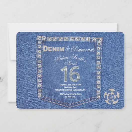 Invitation Sweet sixteen de Denim et Diamonds (Devant)
