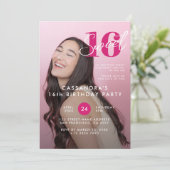 Invitation Sweet sixteen de design de couverture de magazine (Debout devant)