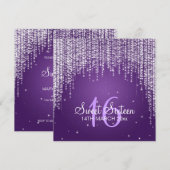 Invitation Sweet sixteen de fête de nuit (Devant / Derrière)