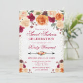 Invitation Sweet sixteen de fleurs rouges et orange (Debout devant)