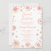 Invitation Sweet sixteen de flocons d'or rose (Devant)