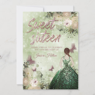 Invitation Sweet sixteen de jardin fleuri aux papillons