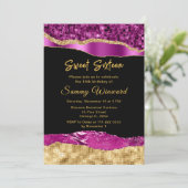 Invitation Sweet sixteen de larmes violet et doré (Debout devant)