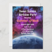 Invitation Sweet sixteen de l'espace fête d'anniversaire (Devant)
